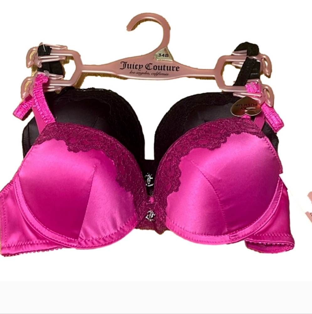 ~ISO~ISO~ISO~ Juicy Couture black & pink bra with lace.